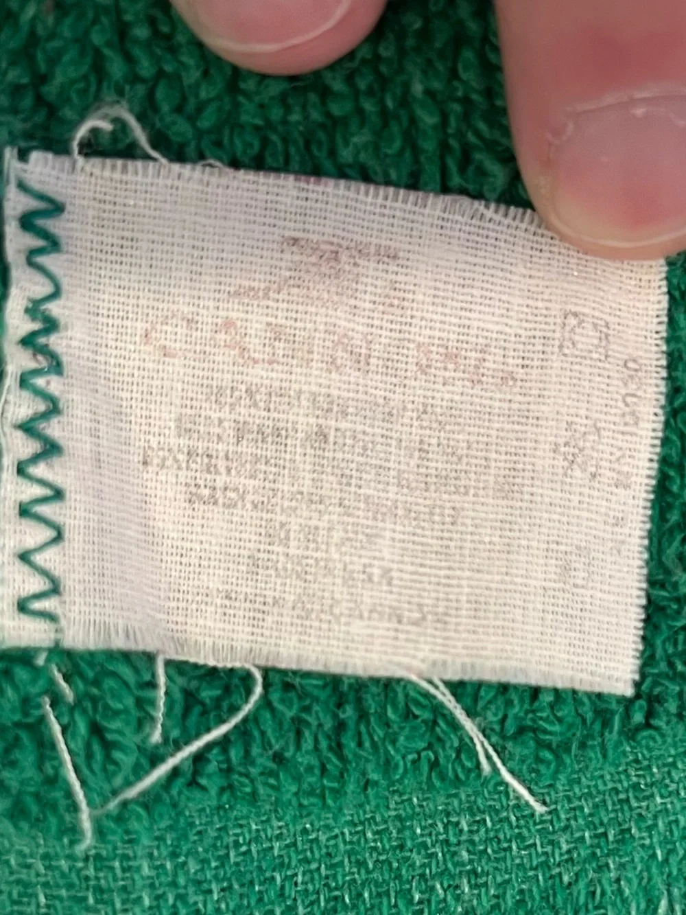 Vintage Cannon Christmas Hand Towel Green JOY Horn Embroidered Fringe Cotton